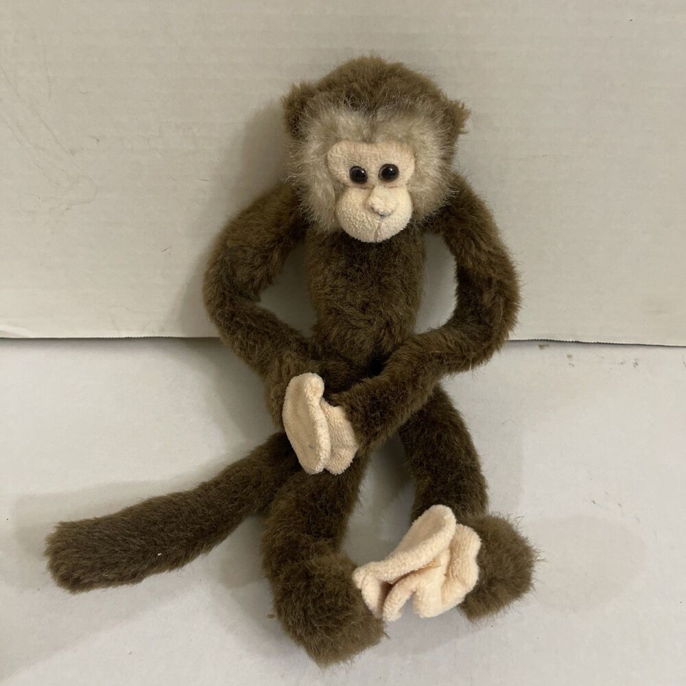 Vintage Hanging Monkey Plush Hook And Loop Stuffed Animal 14” Toy